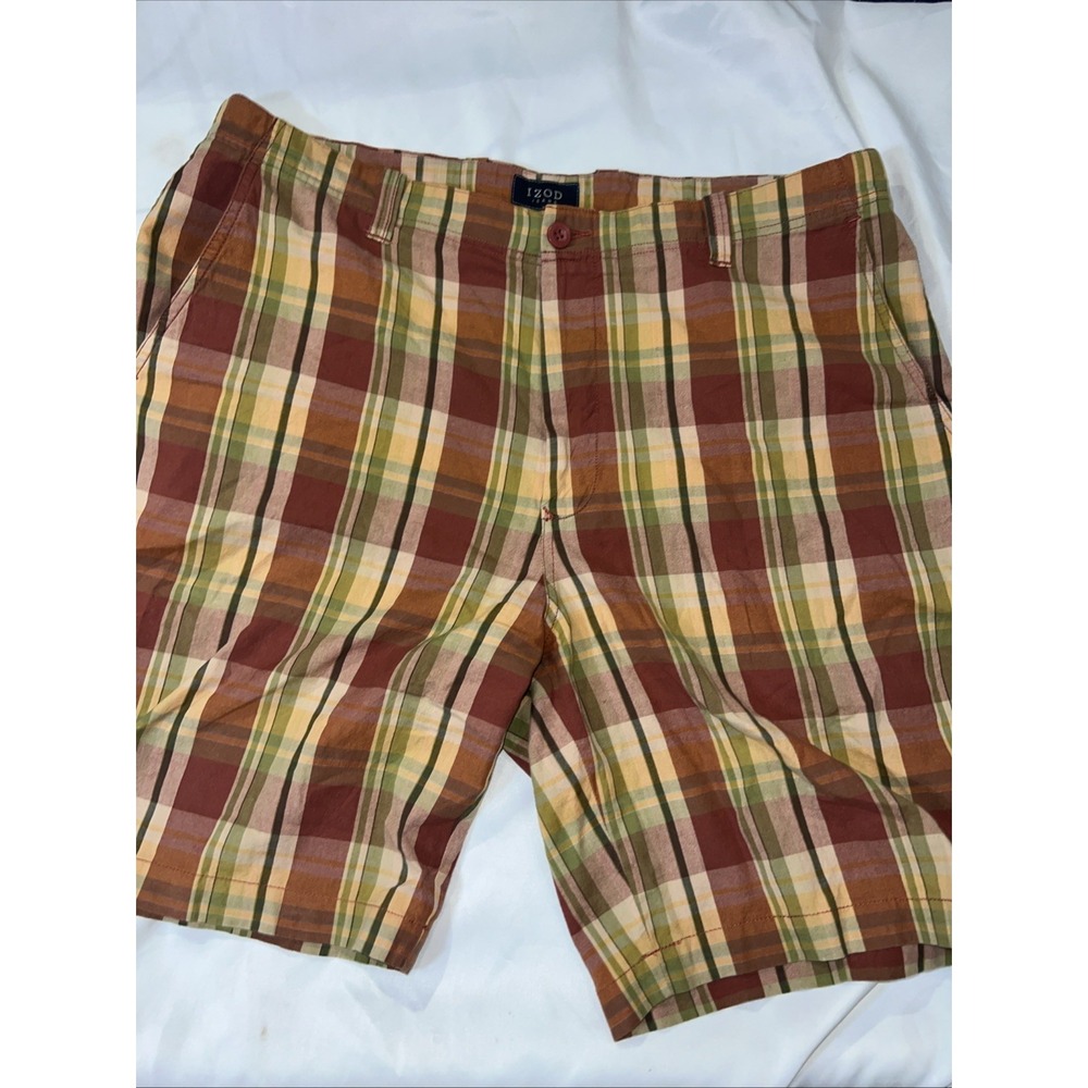 Izod Shorts Mens Size 38 Plaid Vintage‎ Preppy Vintage Red Green 280